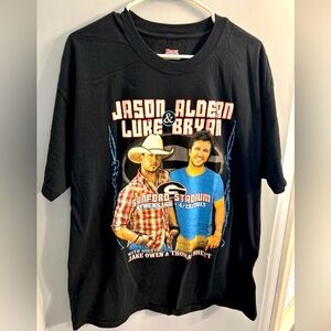 Jason Aldean Luke Bryan Shirt Men XL Black Sanford Stadium UGA 2013 Concert Tee
